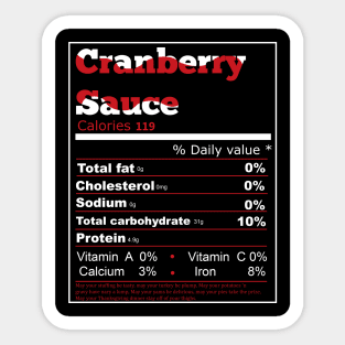 Cranberry Sauce Nutrition Sticker